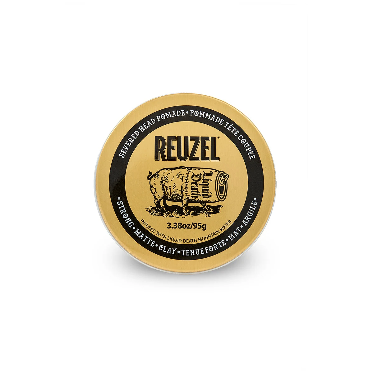 Reuzel - Strong Matte Clay - Liquid Death: REUZEL x Liquid Death Severed Head Strong Matte Clay Pomade