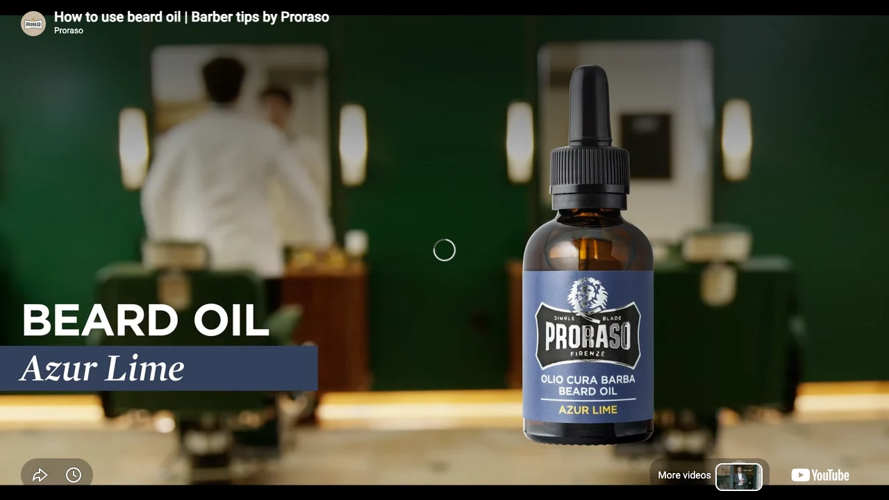 Proraso - Beard Oil - Azur Lime - 30ML professional beard oil application tutorial step 2