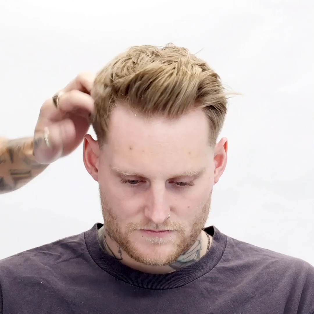 Uppercut Featherweight Styling Wax - 70g professional Featherweight application tutorial step 2