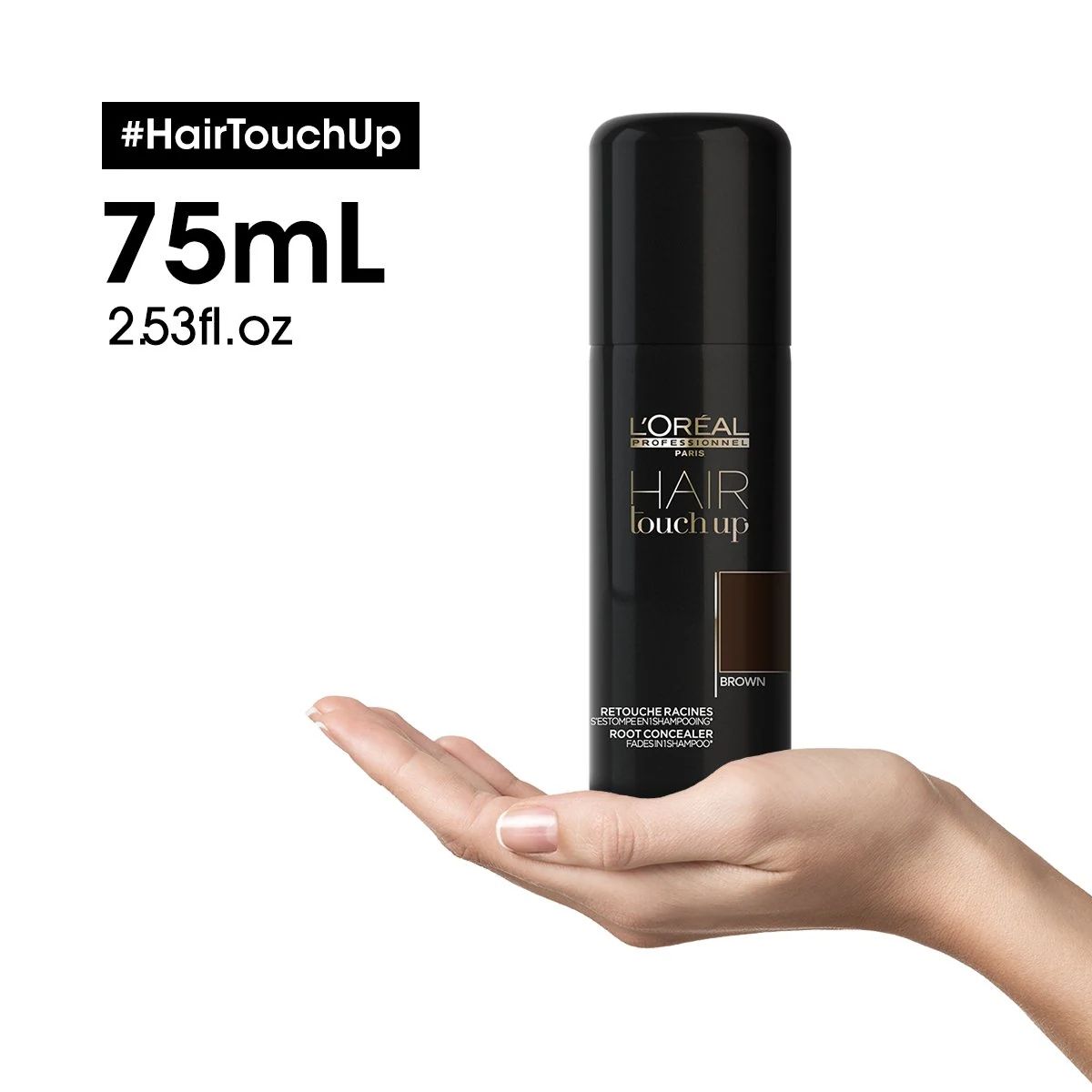 L'Oréal - Hair touch up - Black precision spray size and application