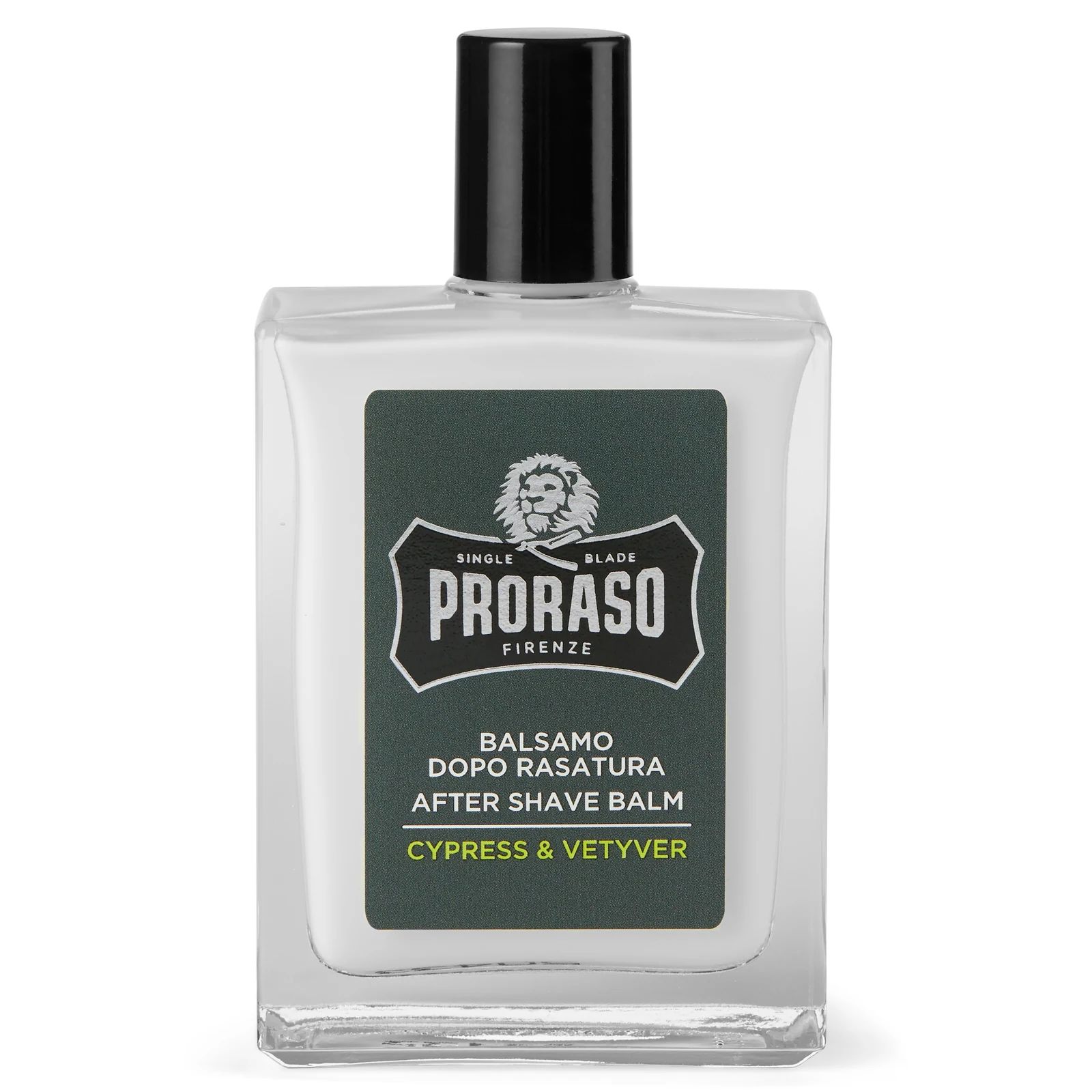 Front of the Proraso Cypress and Vetyver After Shave Balm 100ml bottle
