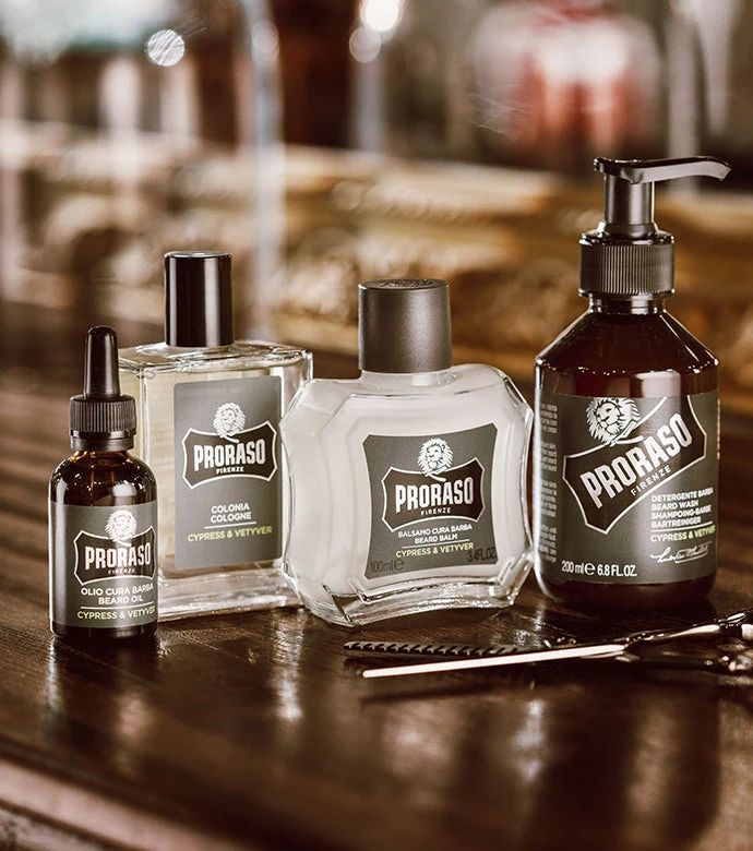 Proraso Cypress and Vetyver grooming range including the after shave balm