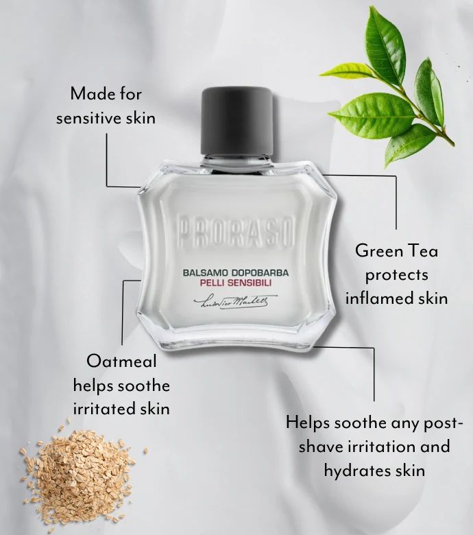 Proraso - After Shave Balm - White Sensitive - 100ml: Proraso - After Shave Balm - White Sensitive - 100ml packaging detail, view 4
