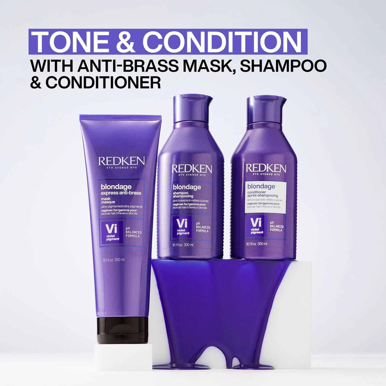 Redken Blondage shampoo, conditioner and mask toning routine