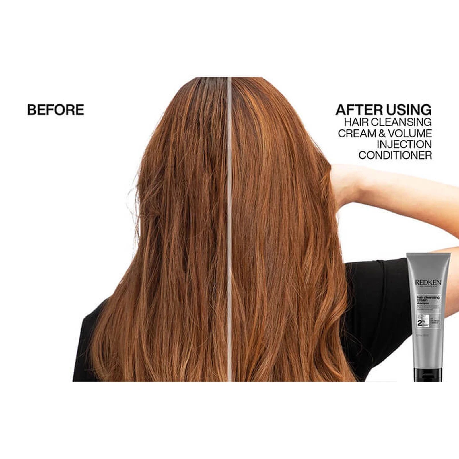 Hair before and after clarifying with Redken Hair Cleansing Cream