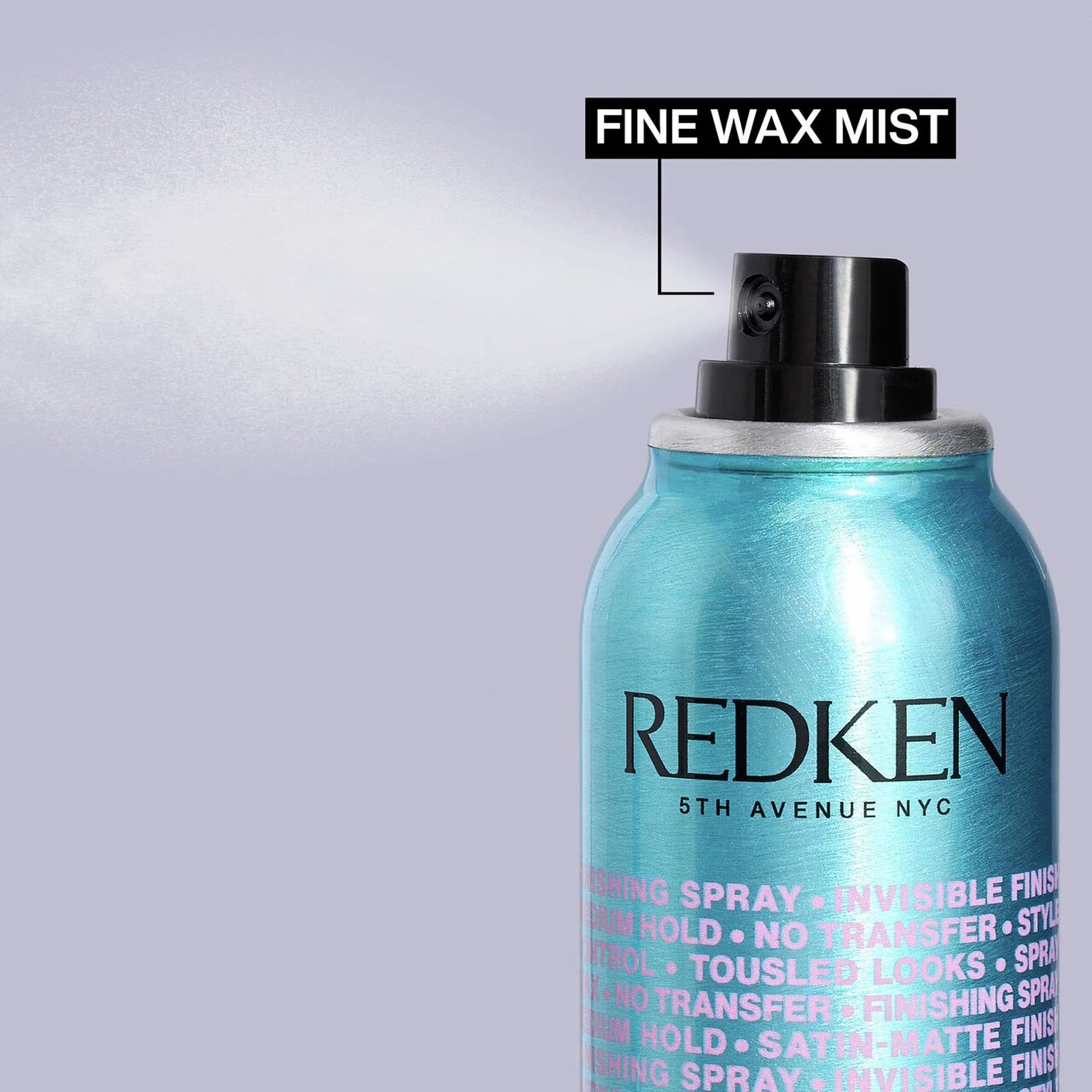 Fine wax mist texture from the Redken Spray Wax nozzle