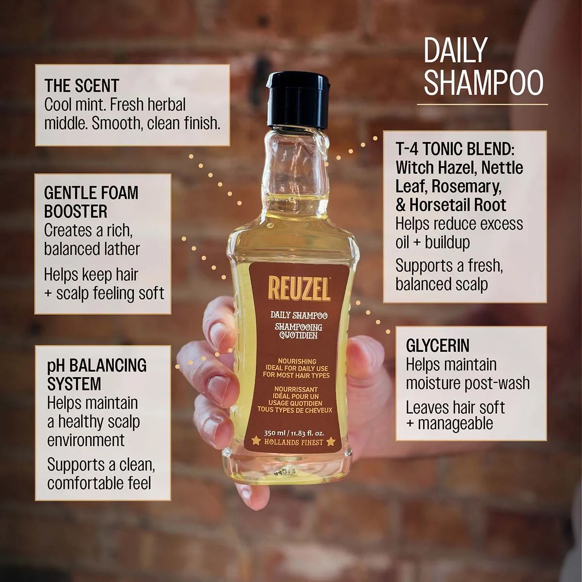 Reuzel Daily Shampoo - 1000ml professional styling result and application, view 5