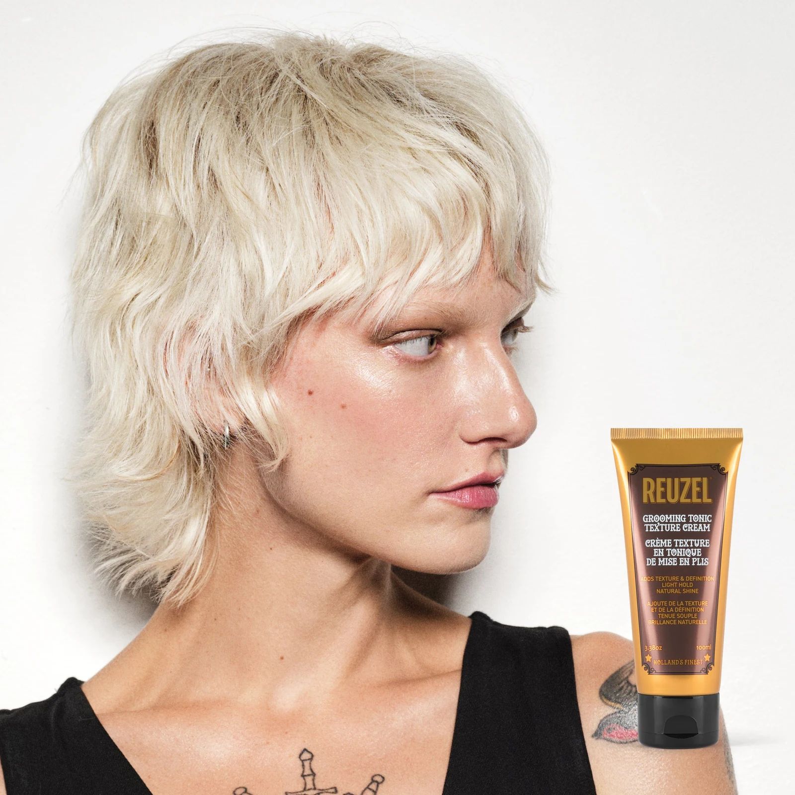 Vendor Grooming Tonic Texture Cream jar with textured cream inside, ideal for styling and adding volume to hair.