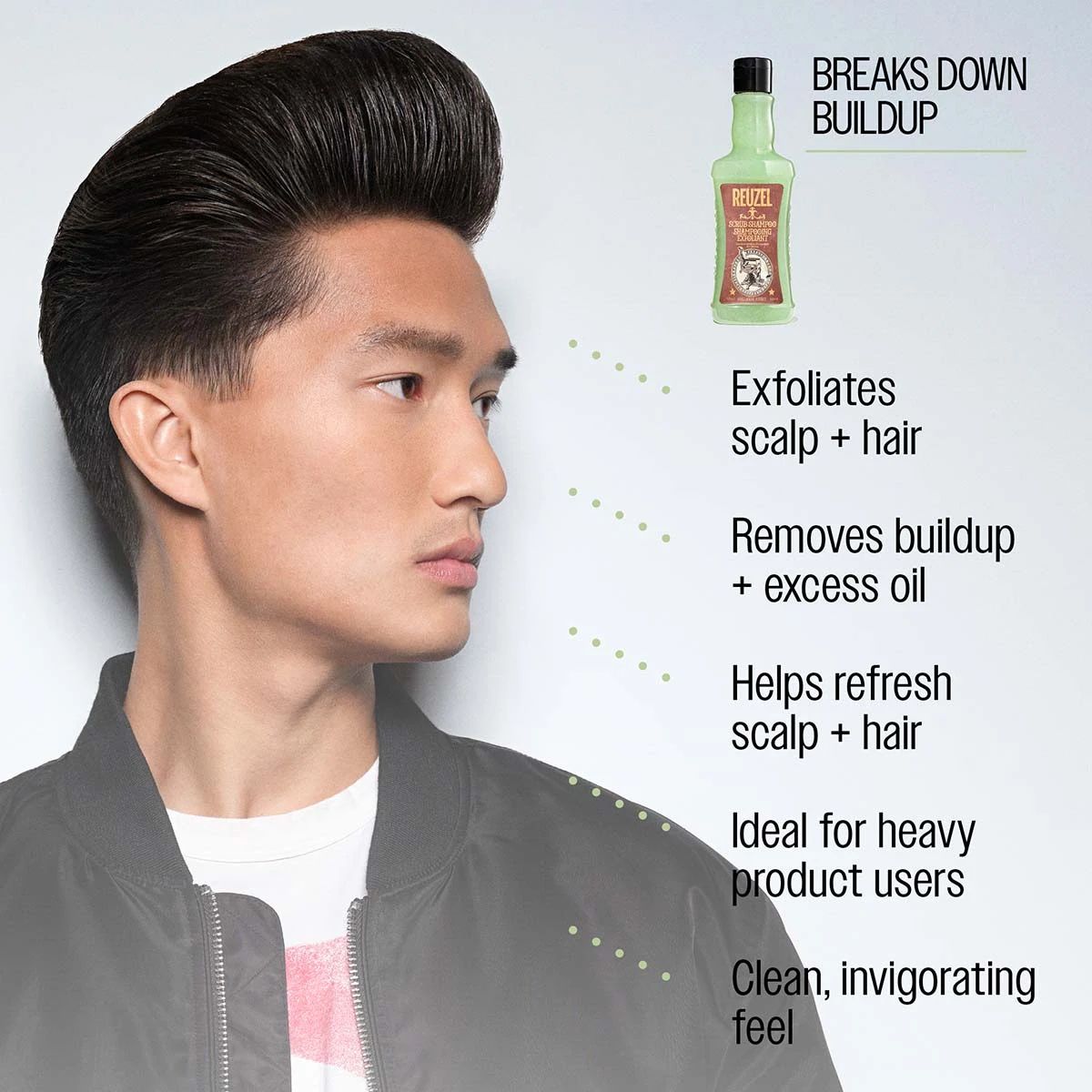 Reuzel Scrub Shampoo - 1000ml professional styling result and application, view 4