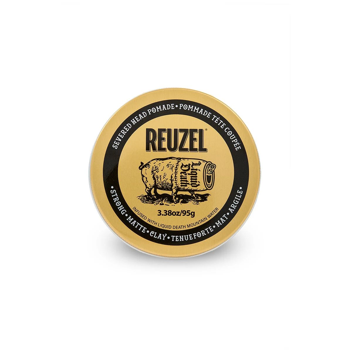 Reuzel - Strong Matte Clay - Liquid Death: REUZEL x Liquid Death Severed Head Strong Matte Clay Pomade