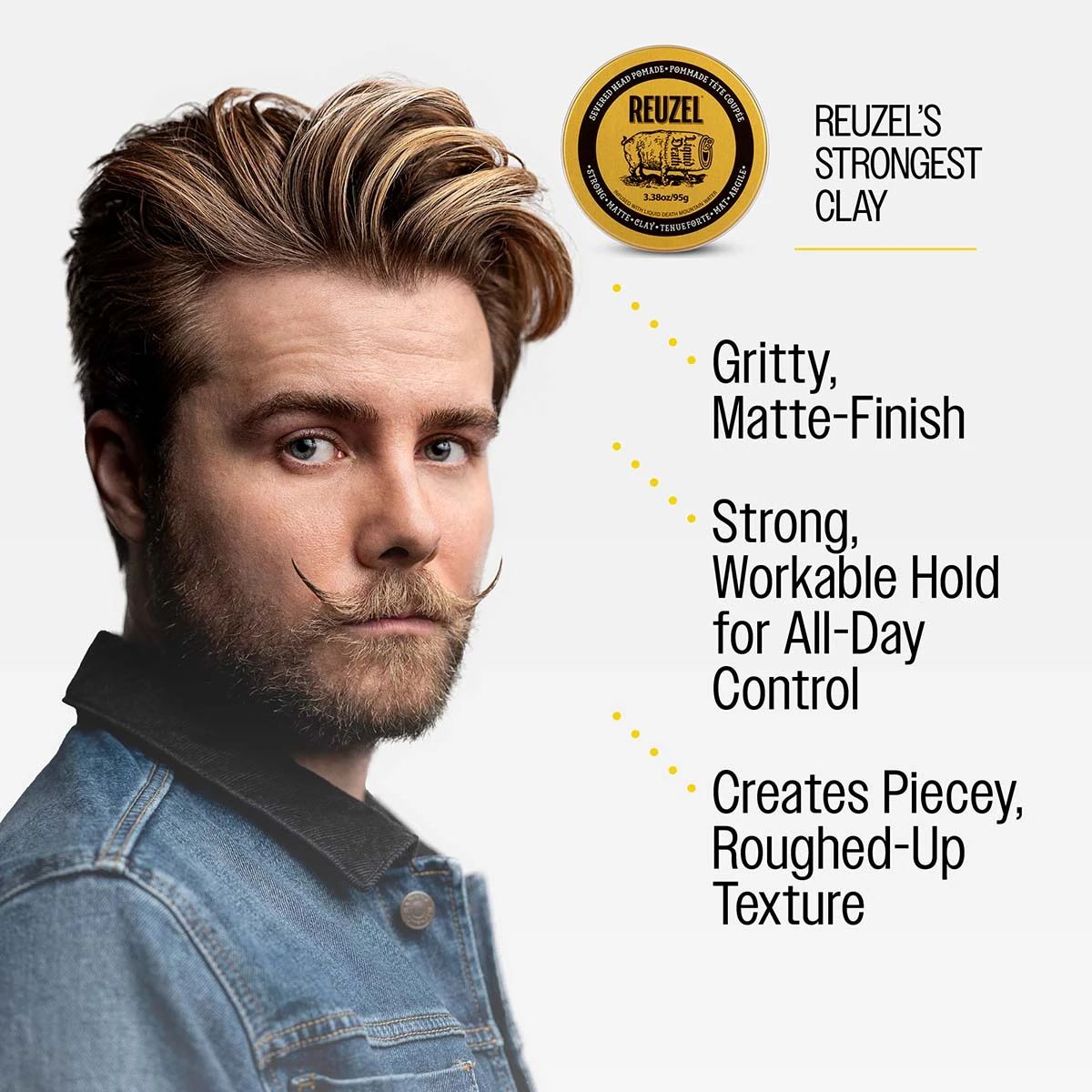 Reuzel - Strong Matte Clay - Liquid Death: Reuzel's strongest clay gritty, matte finish, strong, workable hold for all-day control creates piecey, roughed-