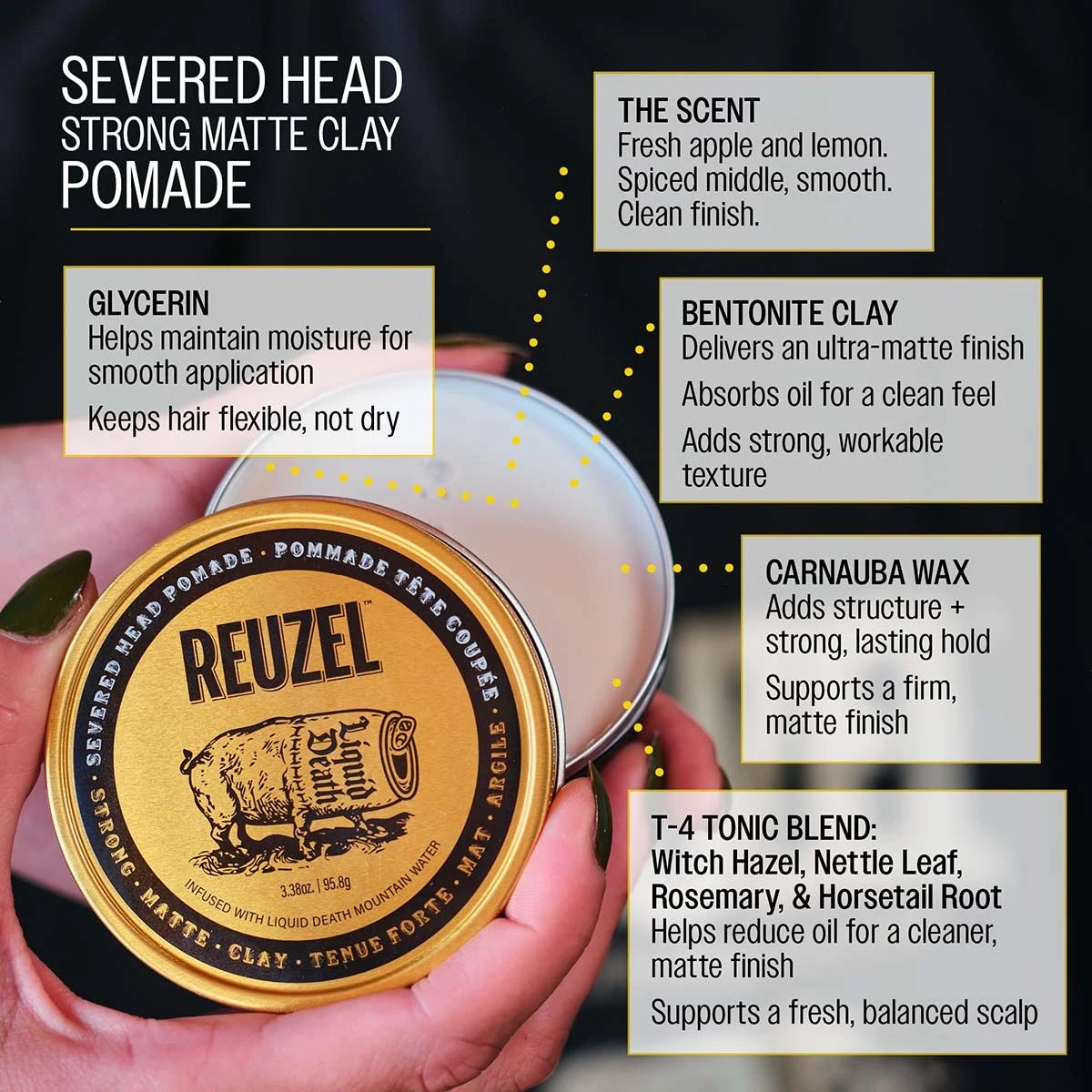 Reuzel - Strong Matte Clay - Liquid Death: Reuzel - Strong Matte Clay - Liquid Death professional styling result and application, view 5