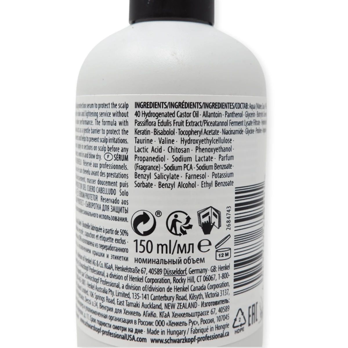 Back of Schwarzkopf Scalp Protect 150ml showing ingredients and directions