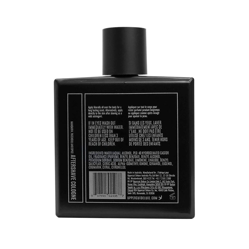 Back of Uppercut Aftershave Cologne 100ml with label information