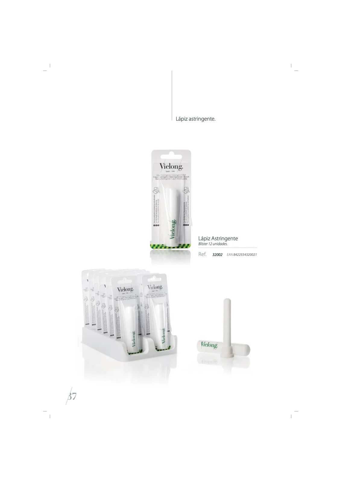 Vielong - Astringent pencil official catalog pack, display and pencil views