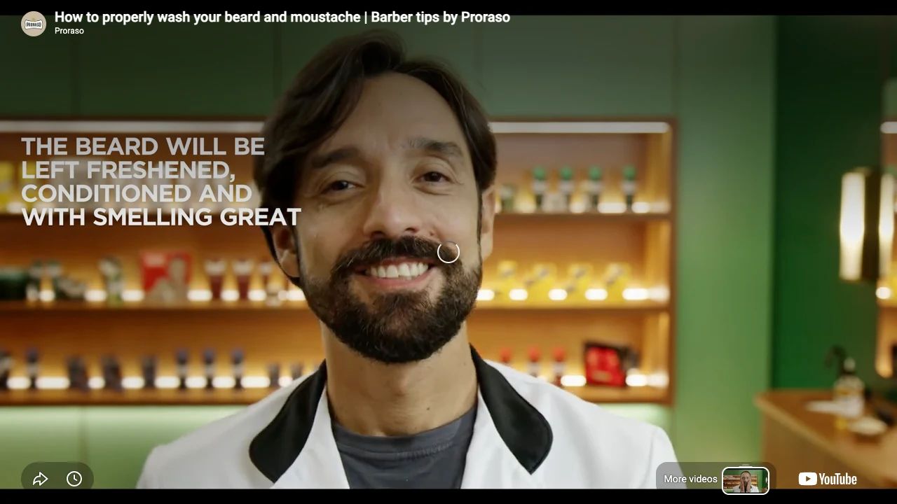 Proraso - Beard Wash - Wood & Spice - 200ml professional beard wash application tutorial step 7