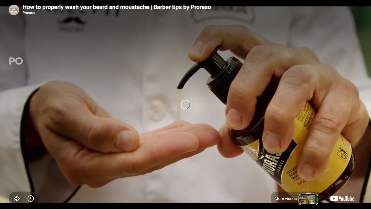 Proraso - Beard Wash - Wood & Spice - 200ml professional beard wash application tutorial step 3