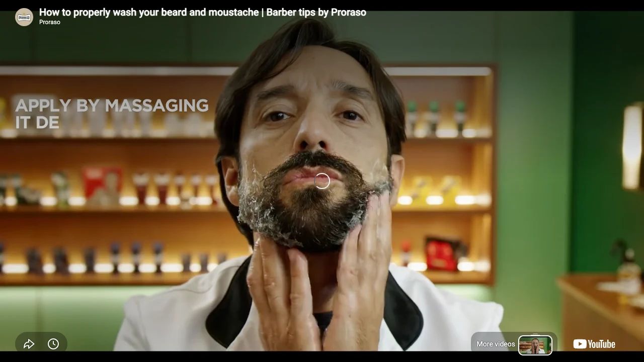 Proraso - Beard Wash - Wood & Spice - 200ml professional beard wash application tutorial step 4