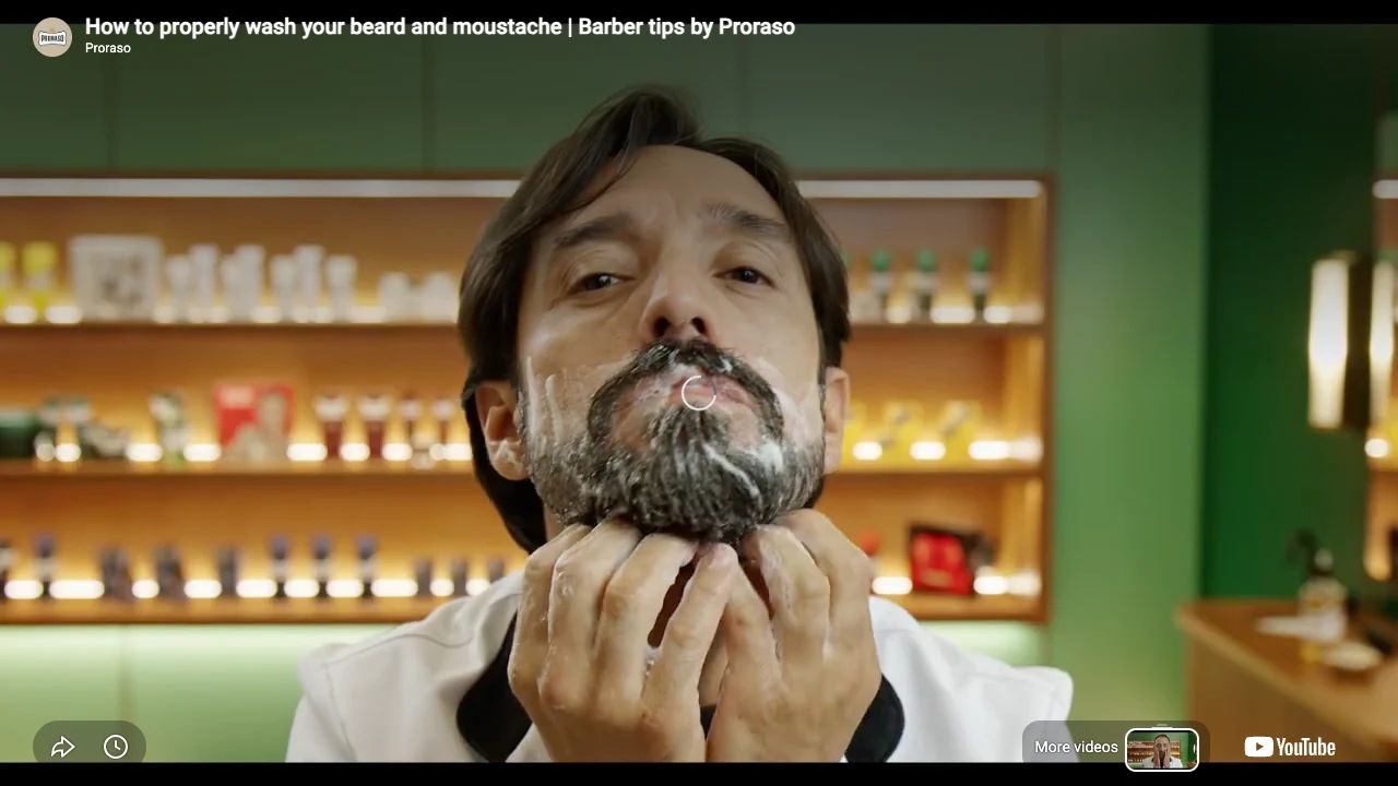 Proraso - Beard Wash - Wood & Spice - 200ml professional beard wash application tutorial step 5