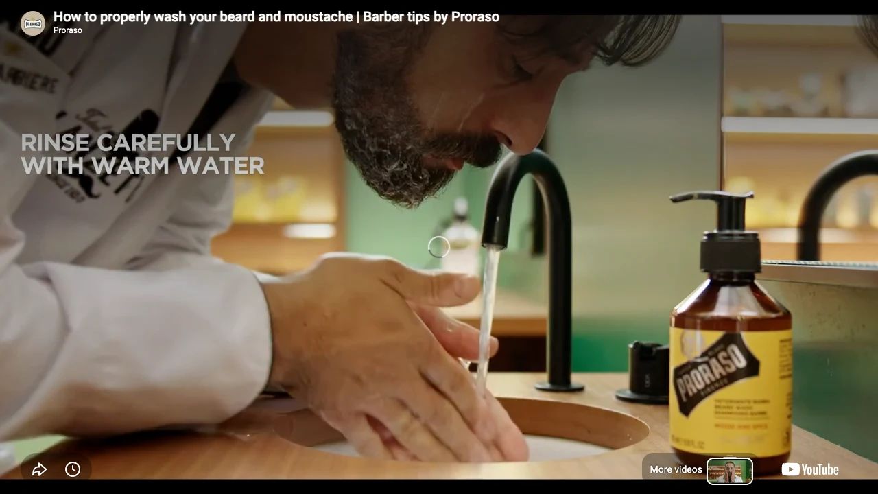 Proraso - Beard Wash - Wood & Spice - 200ml professional beard wash application tutorial step 6