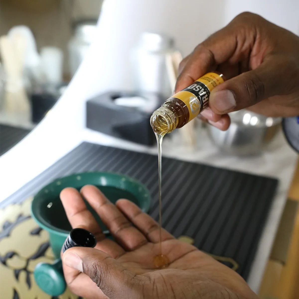 Proraso Hot Oil Beard Treatment being warmed for use