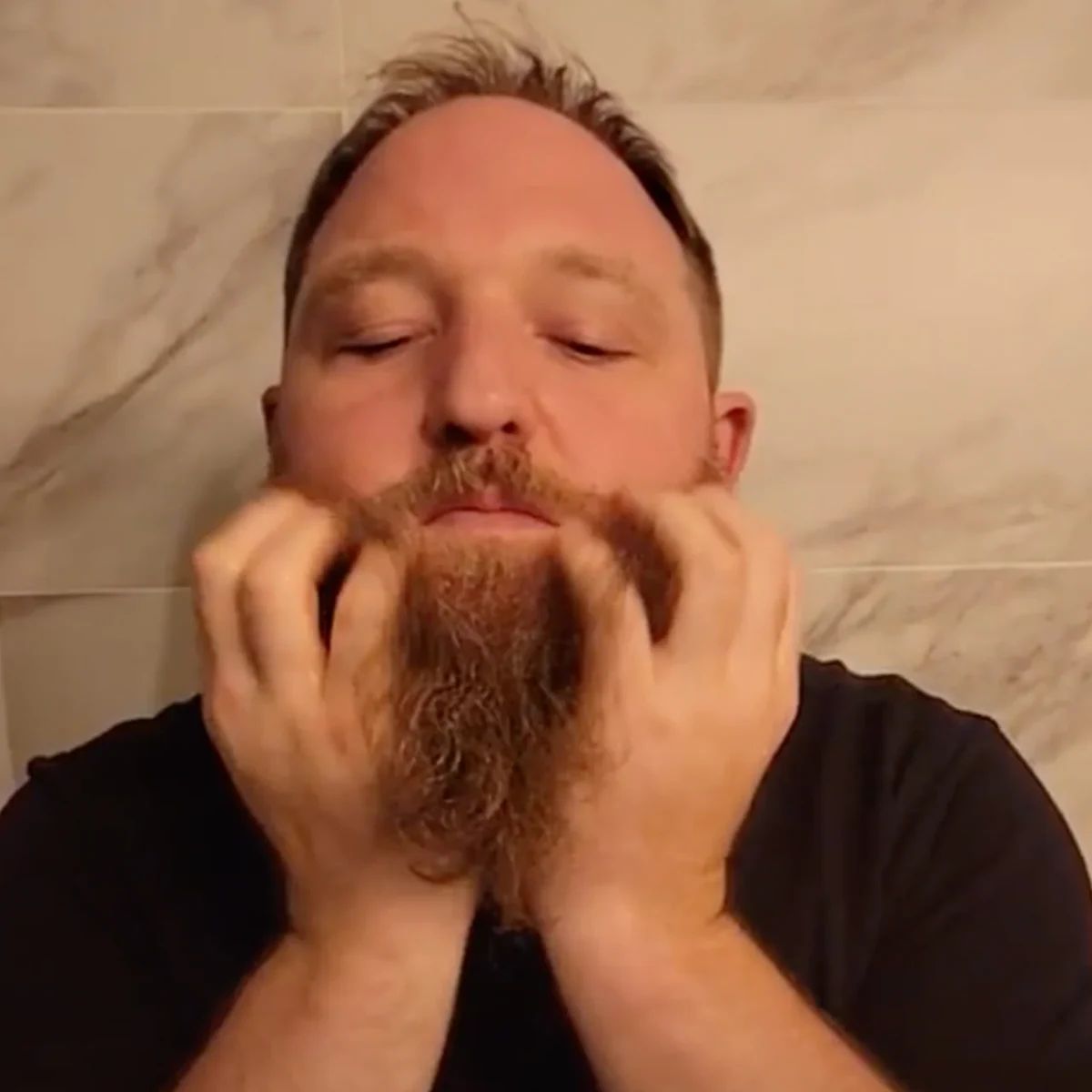 Proraso Wood and Spice Hot Oil Treatment applied through a full beard