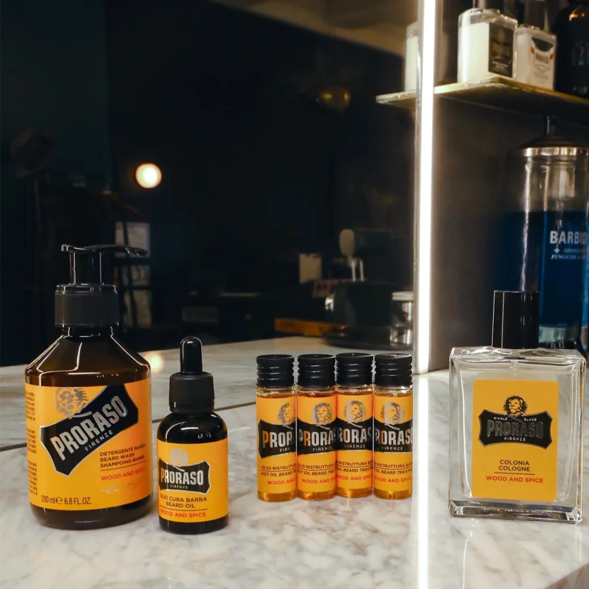 Proraso Wood and Spice beard care line with Hot Oil Beard Treatment