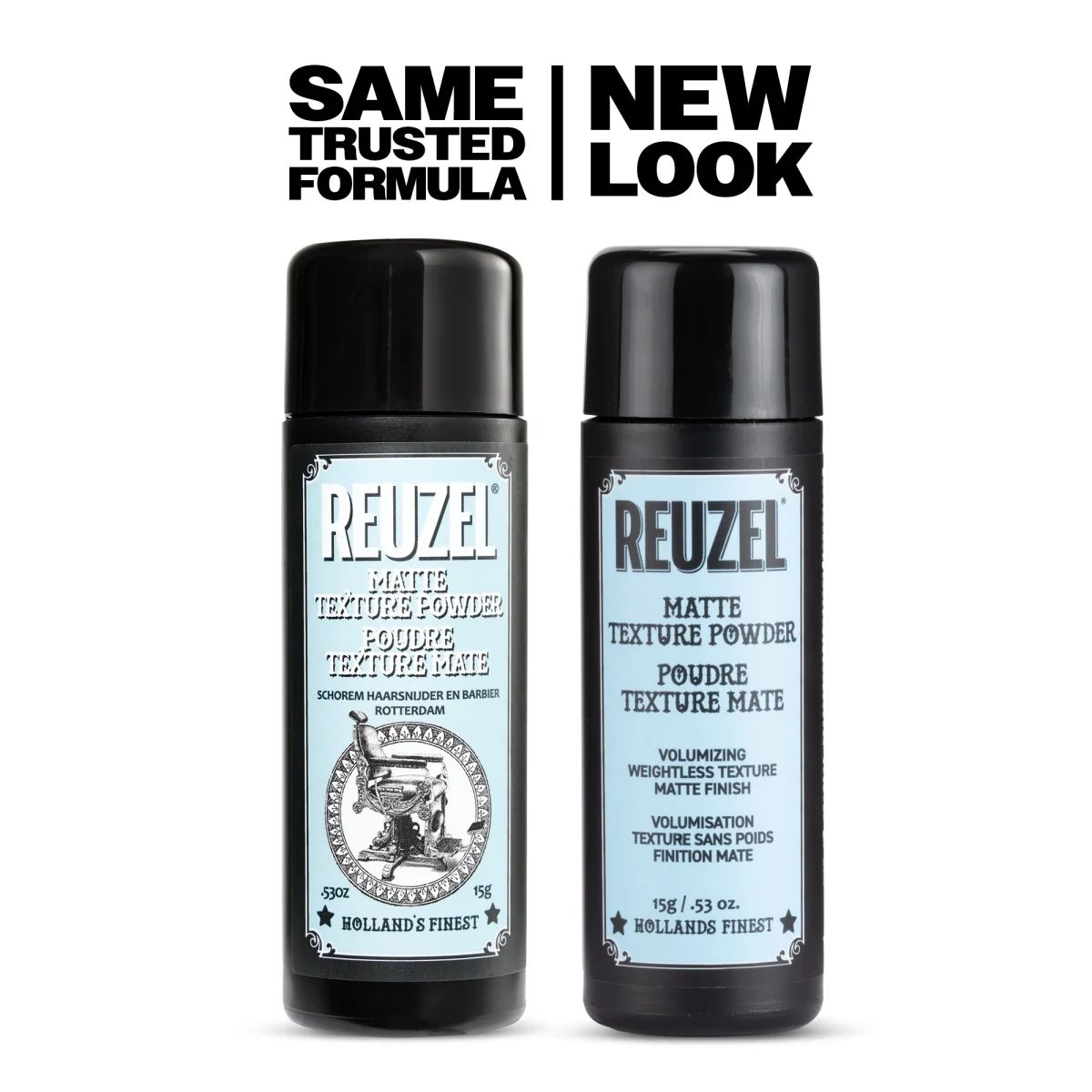 Reuzel Matte Texture Powder current and previous packaging comparison