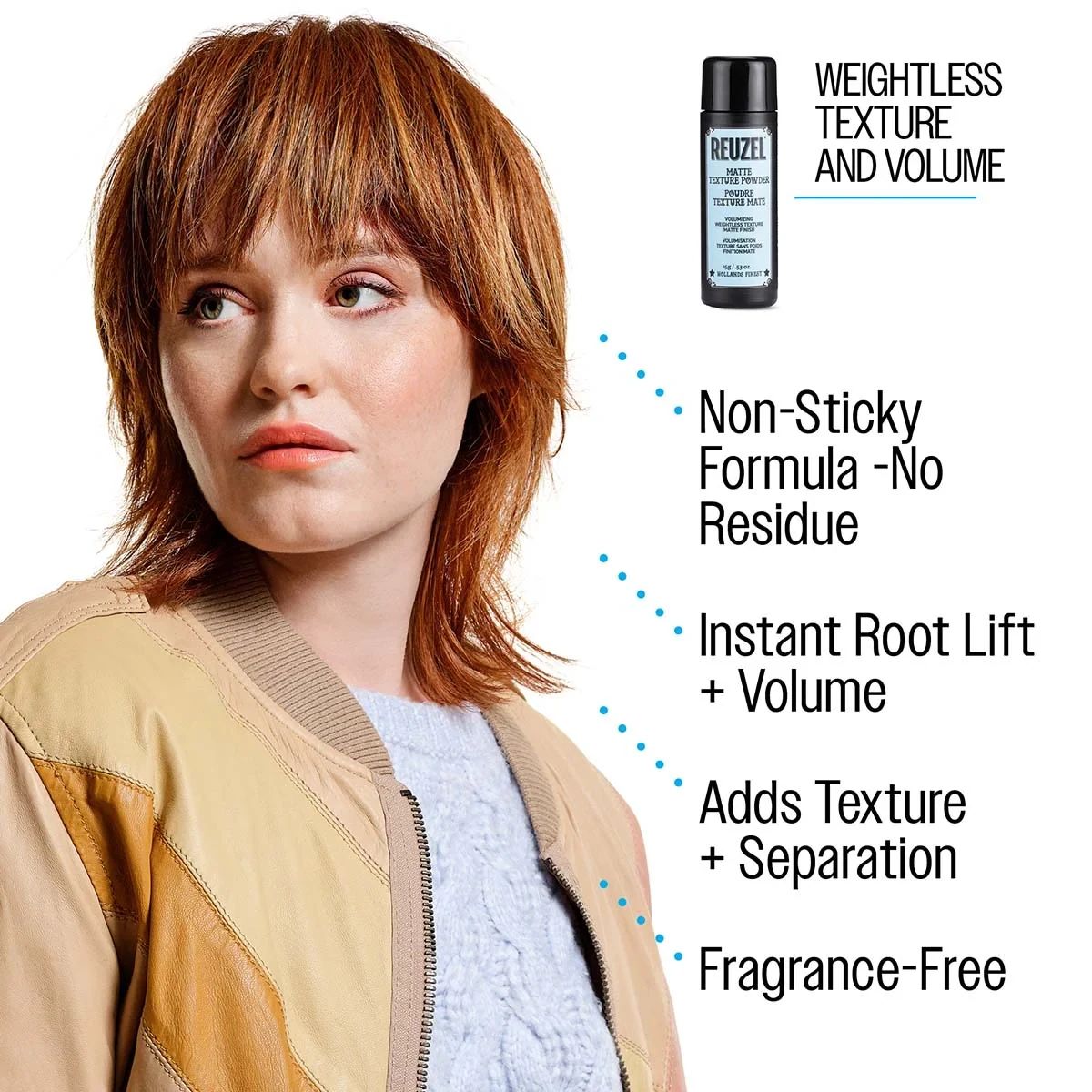 Weightless volume and texture benefits of Reuzel Matte Texture Powder